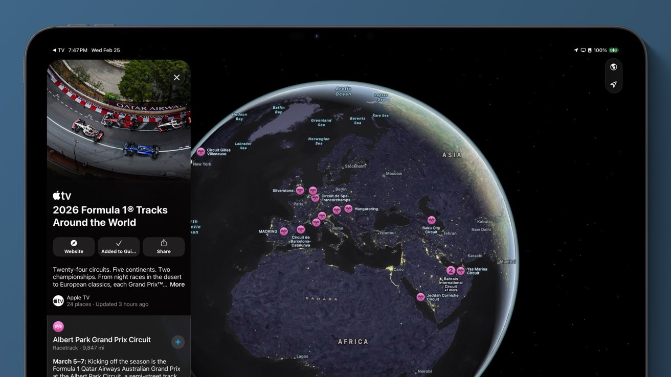 Apple Maps now features 3D F1 tracks for each race around the world